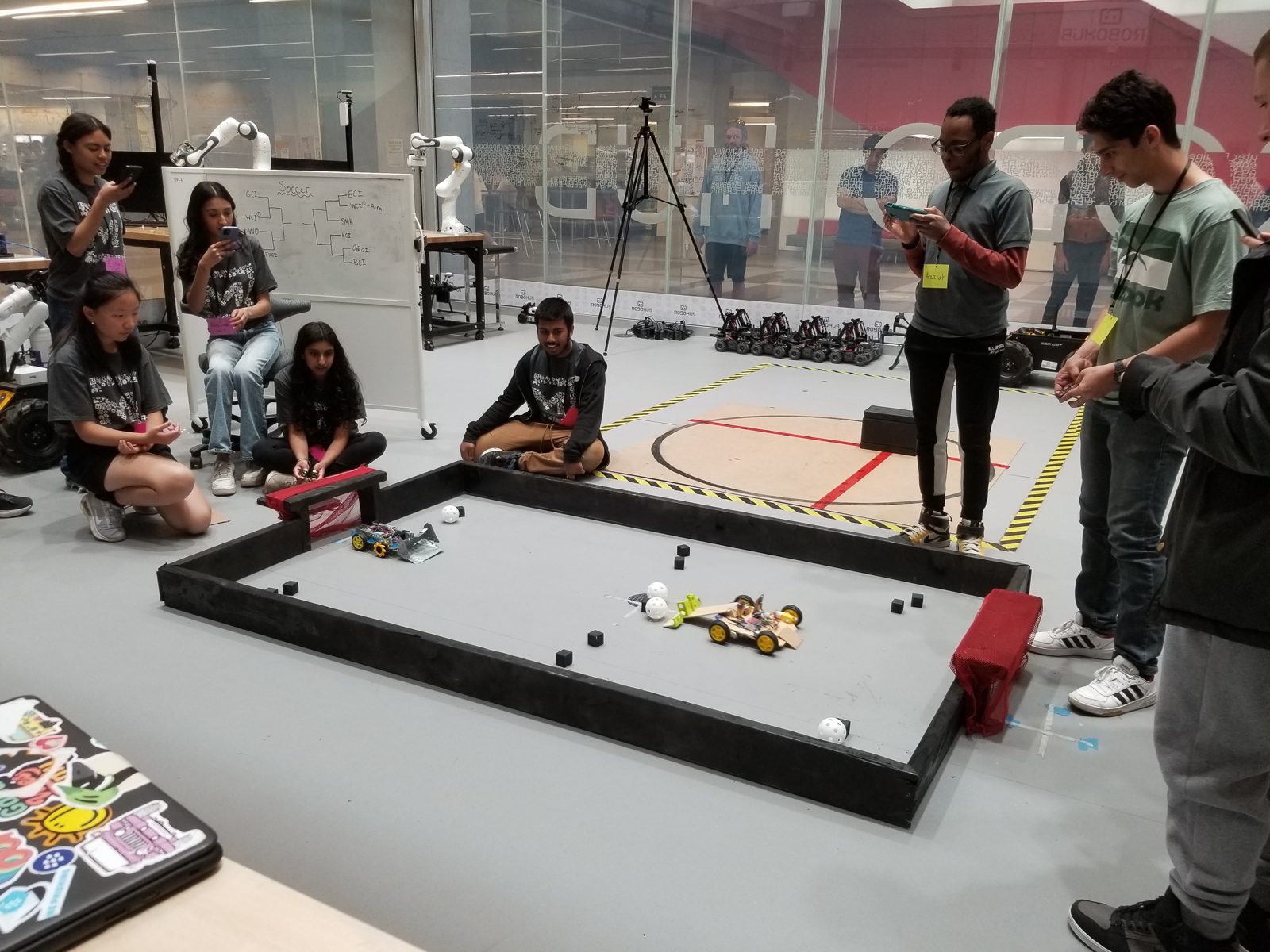 A soccer match between robots